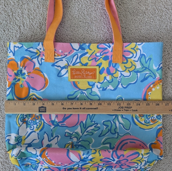 Lilly Pulitzer x Estee Lauder Canvas Floral Tropical Print Tote Beach Bag Purse - Picture 6 of 7